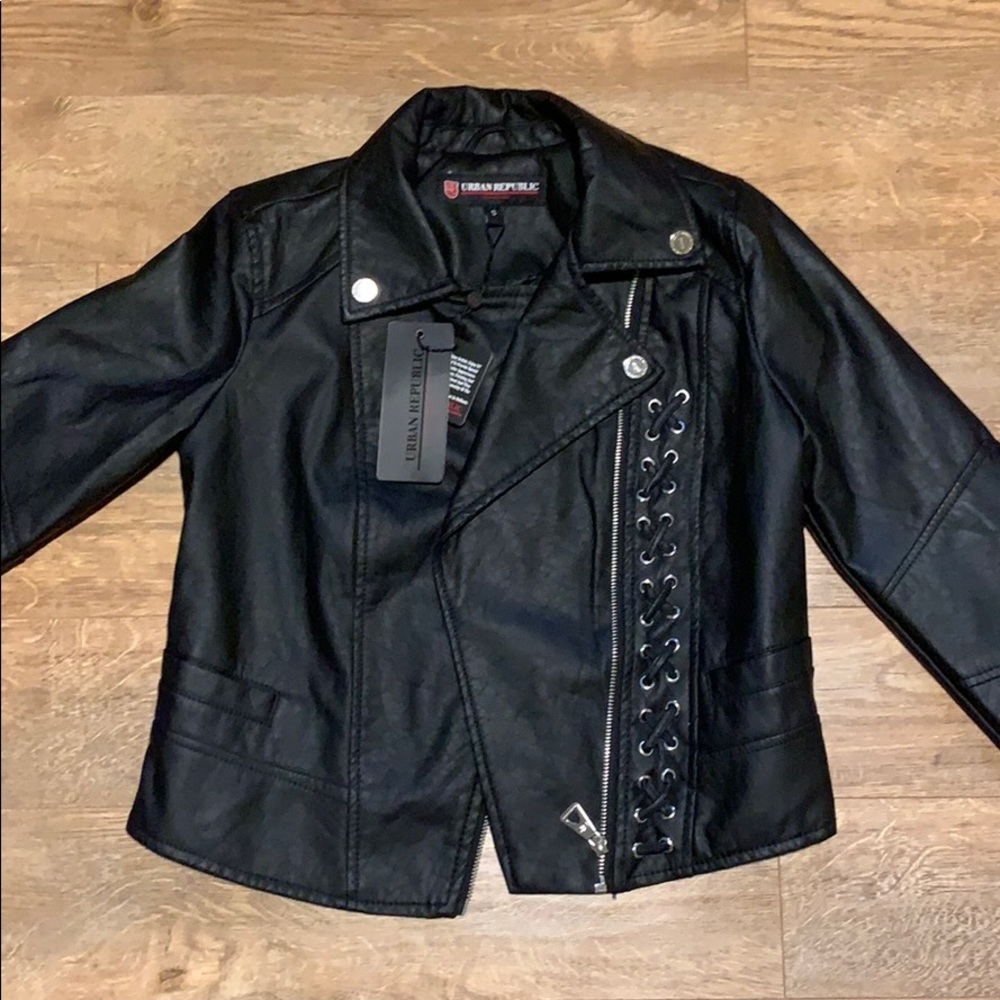 Urban Republic Black Leather Jacket (Small)